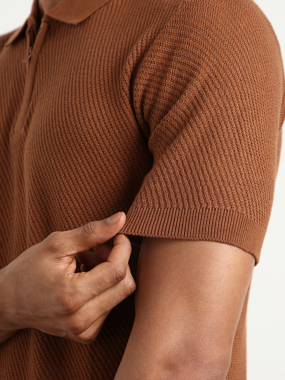 Cascade Zip Textured Polo T-Shirt - Image 4