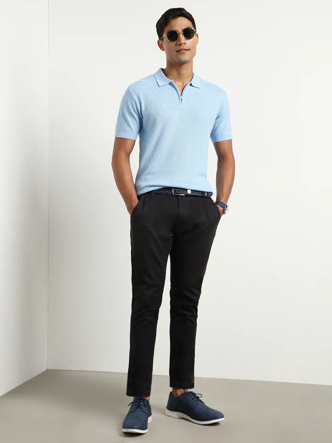 Cascade Zip Textured Polo T-Shirt - Image 27
