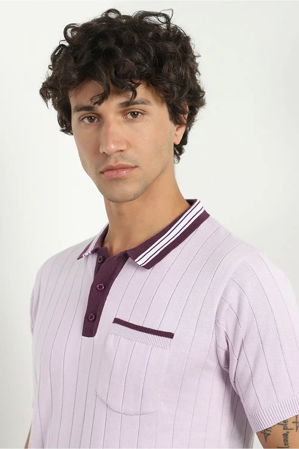 Contrast Collar Textured Polo T-Shirt - Image 11