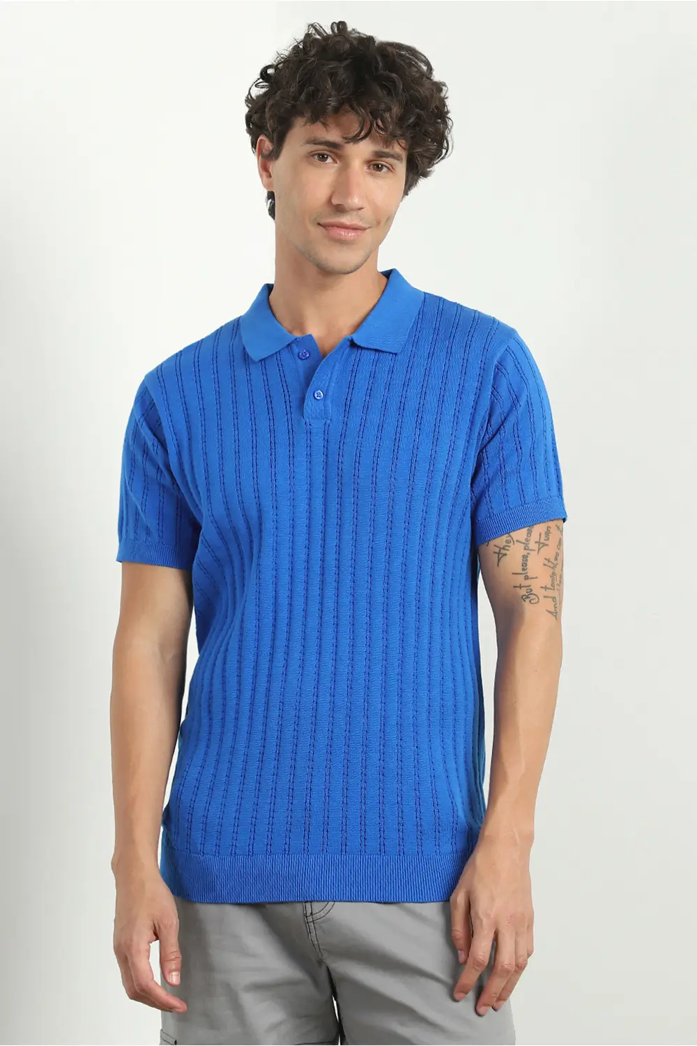 Drop Needle Textured Polo T-Shirt - Image 18