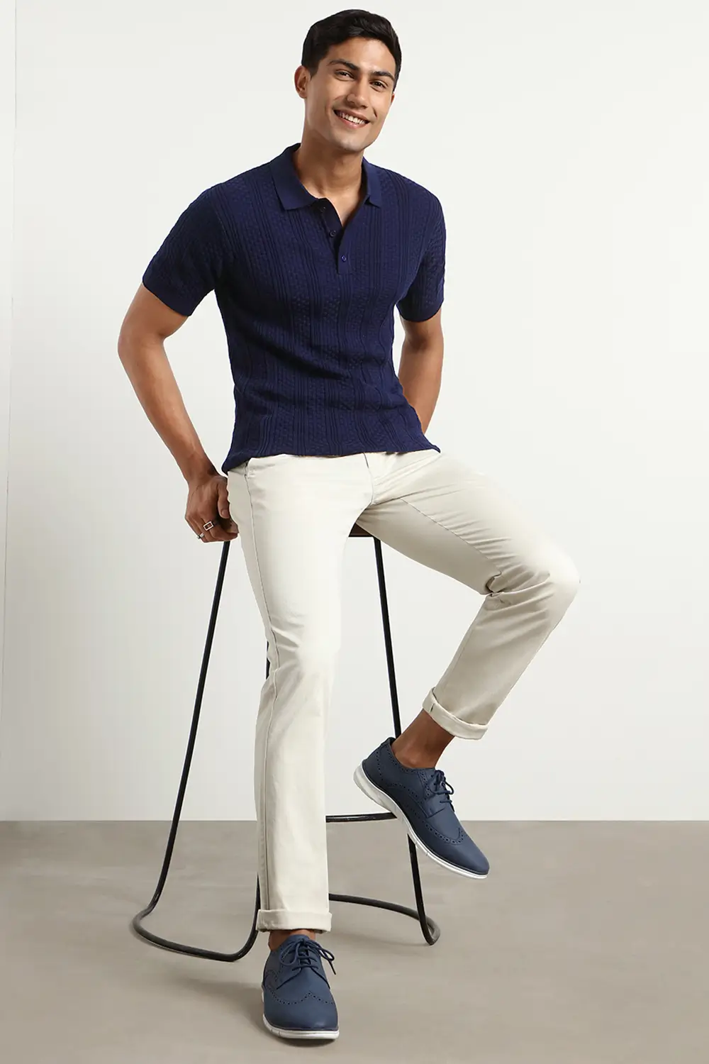 Oxford Textured Polo T-Shirt - Image 9