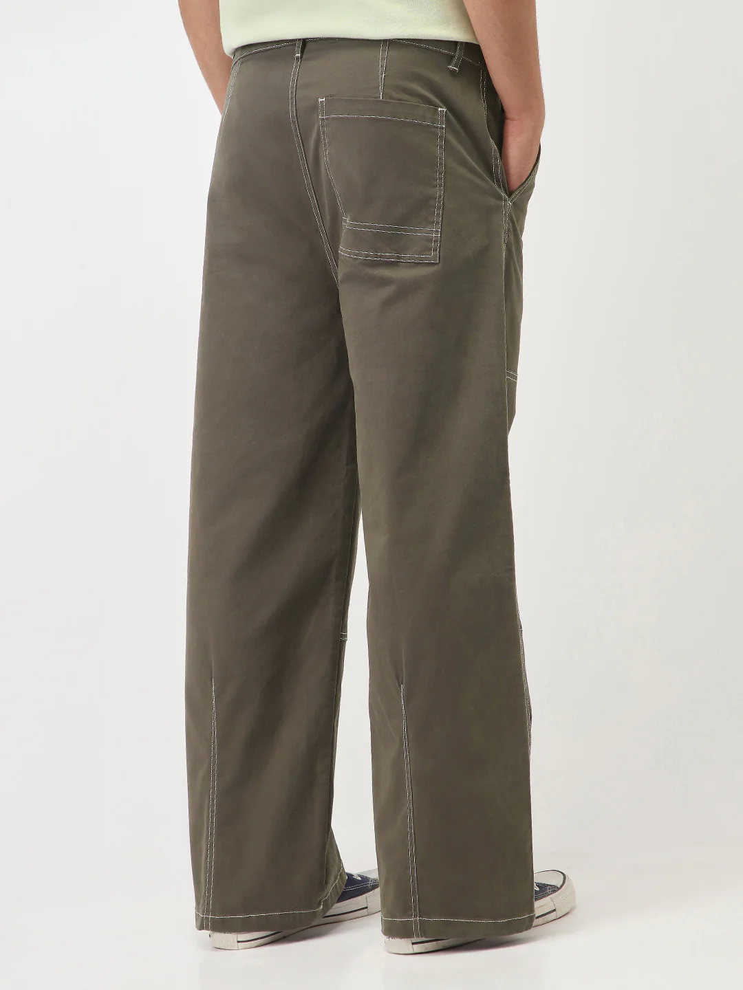 Oversized Contrast Stitch Cargo Pants - Image 5