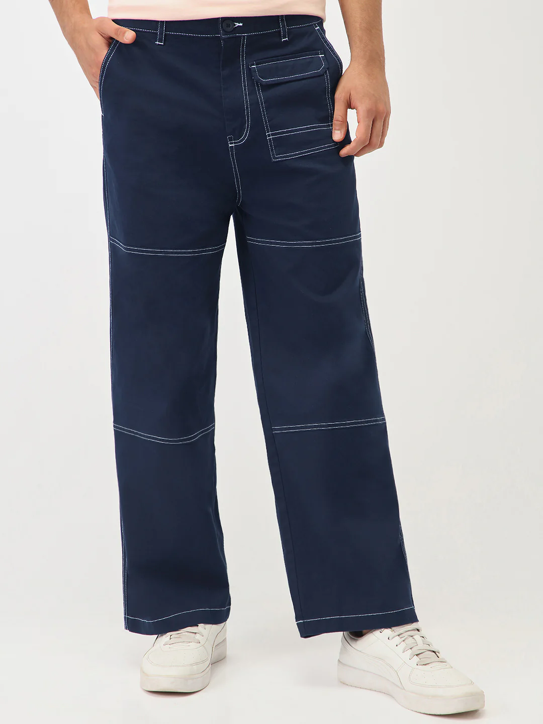 Oversized Contrast Stitch Cargo Pants - Image 11