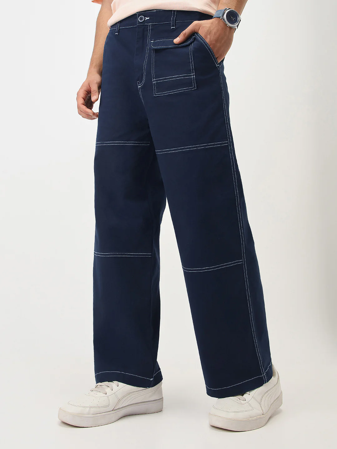 Oversized Contrast Stitch Cargo Pants - Image 18
