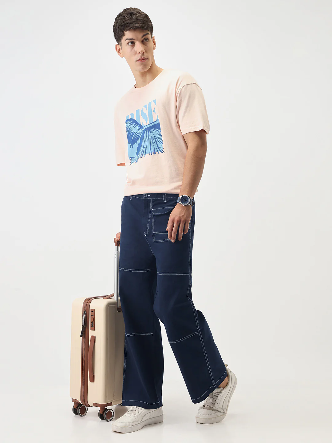 Oversized Contrast Stitch Cargo Pants - Image 17