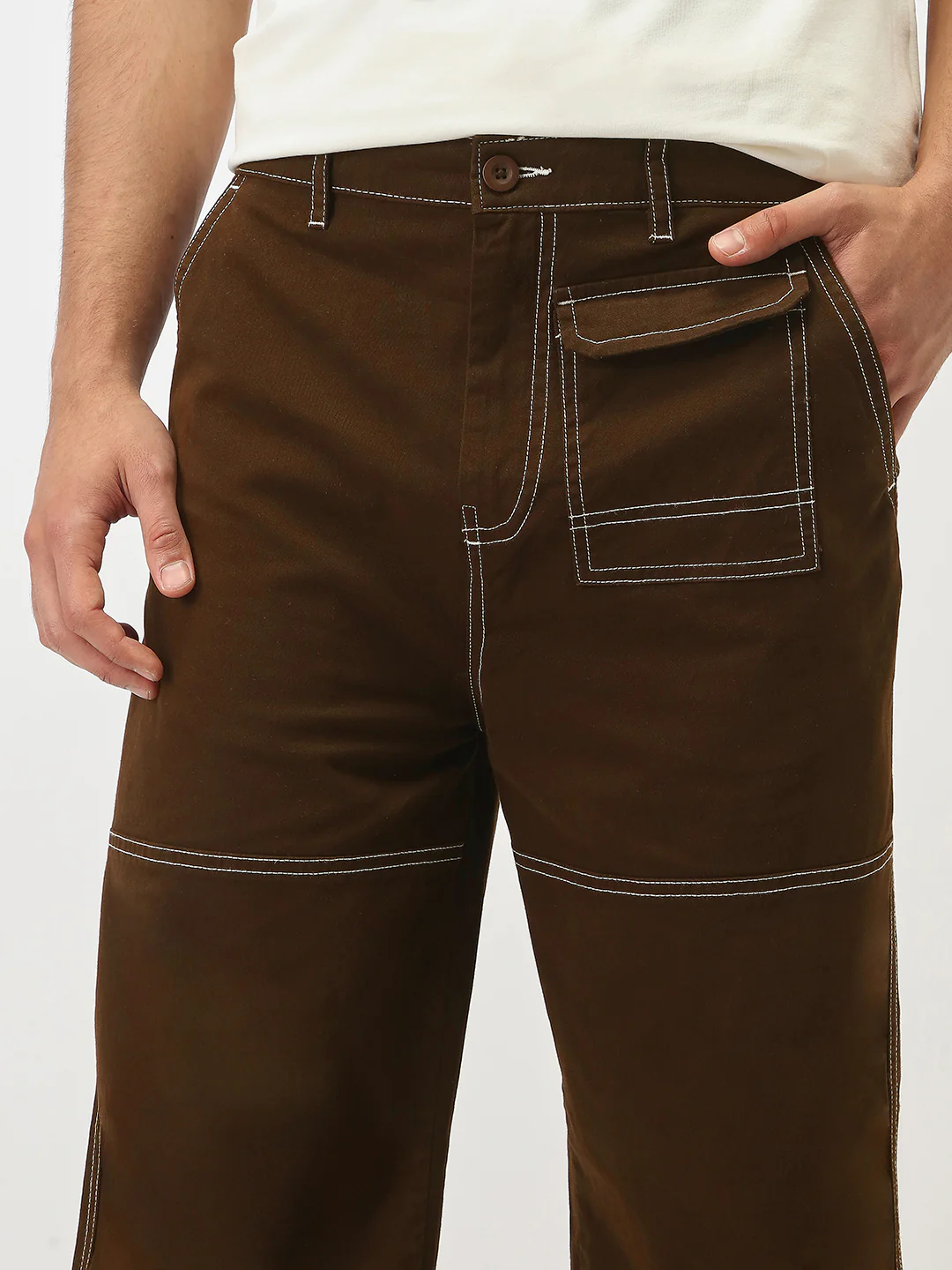 Oversized Contrast Stitch Cargo Pants - Image 23