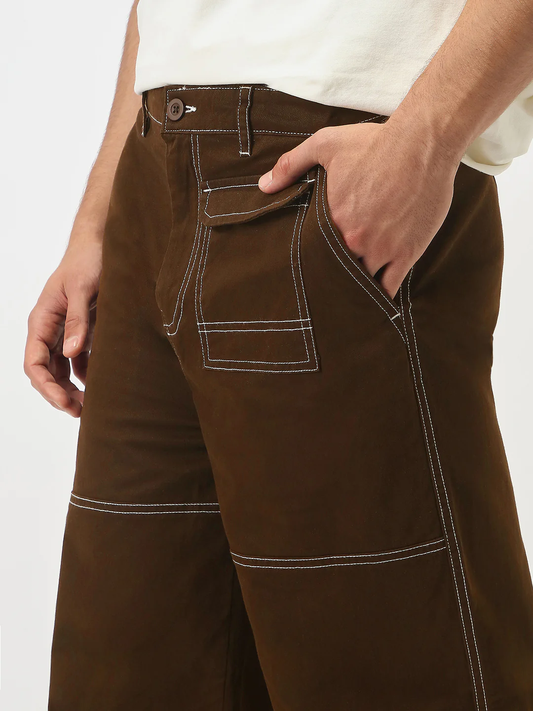 Oversized Contrast Stitch Cargo Pants - Image 24