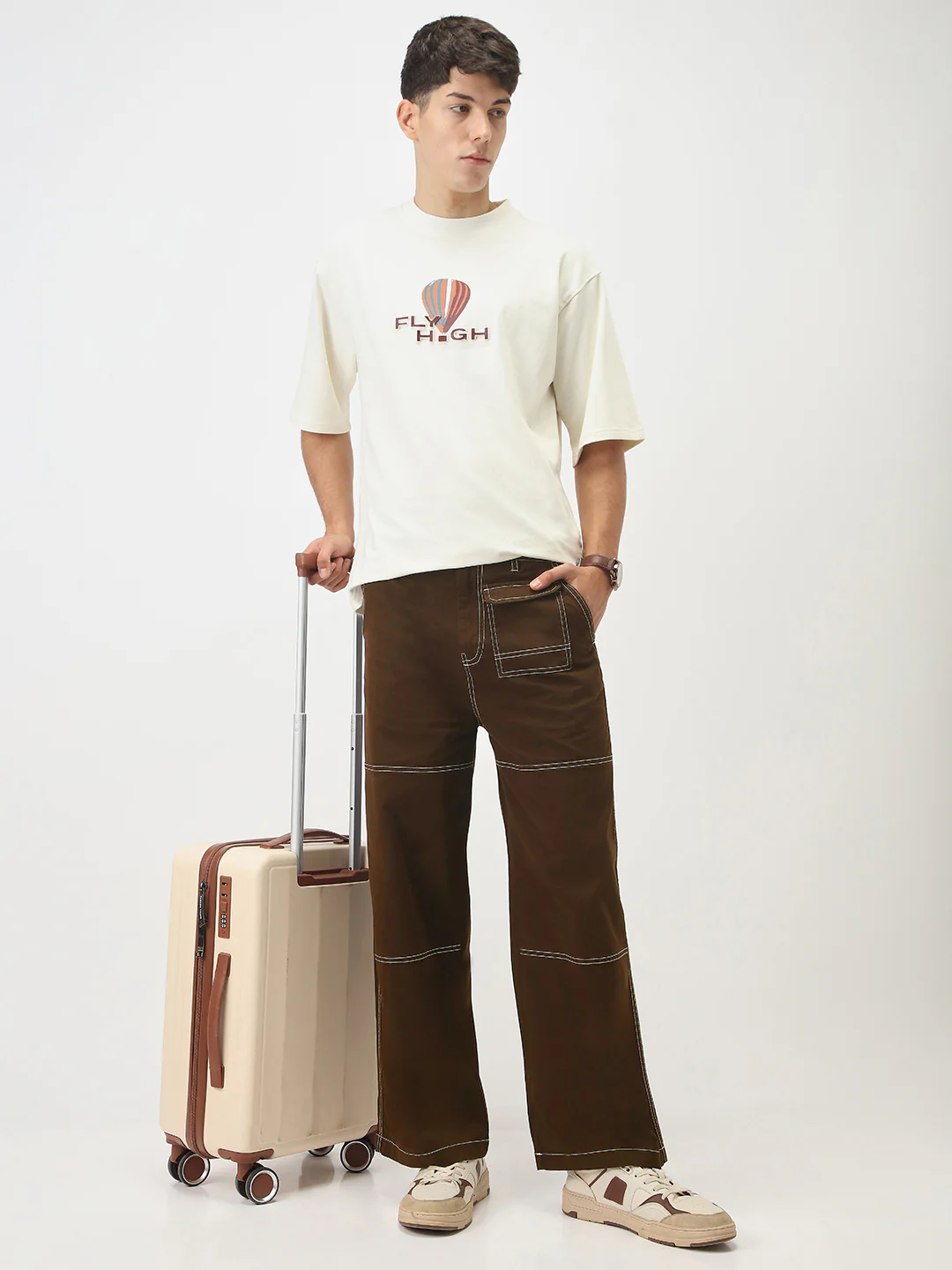 Oversized Contrast Stitch Cargo Pants - Image 27