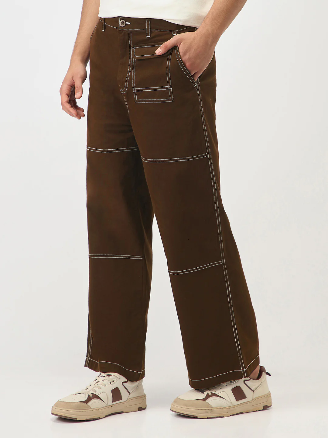 Oversized Contrast Stitch Cargo Pants - Image 20