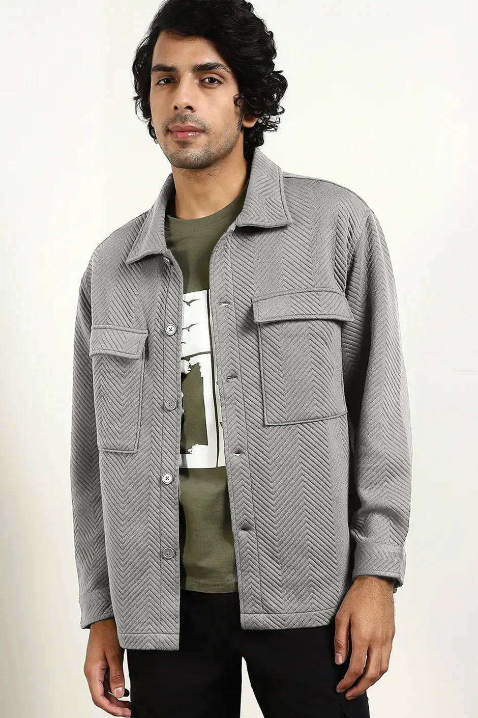 Relaxed Fit Textured Overshirt - Image 34