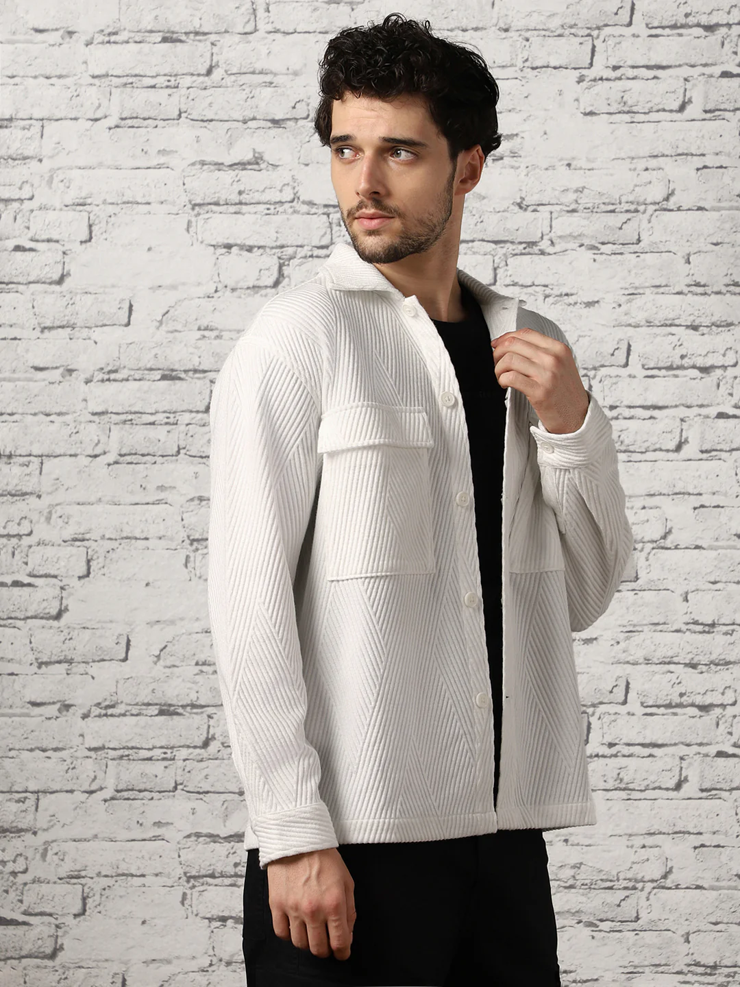 Relaxed Fit Textured Overshirt - Image 26