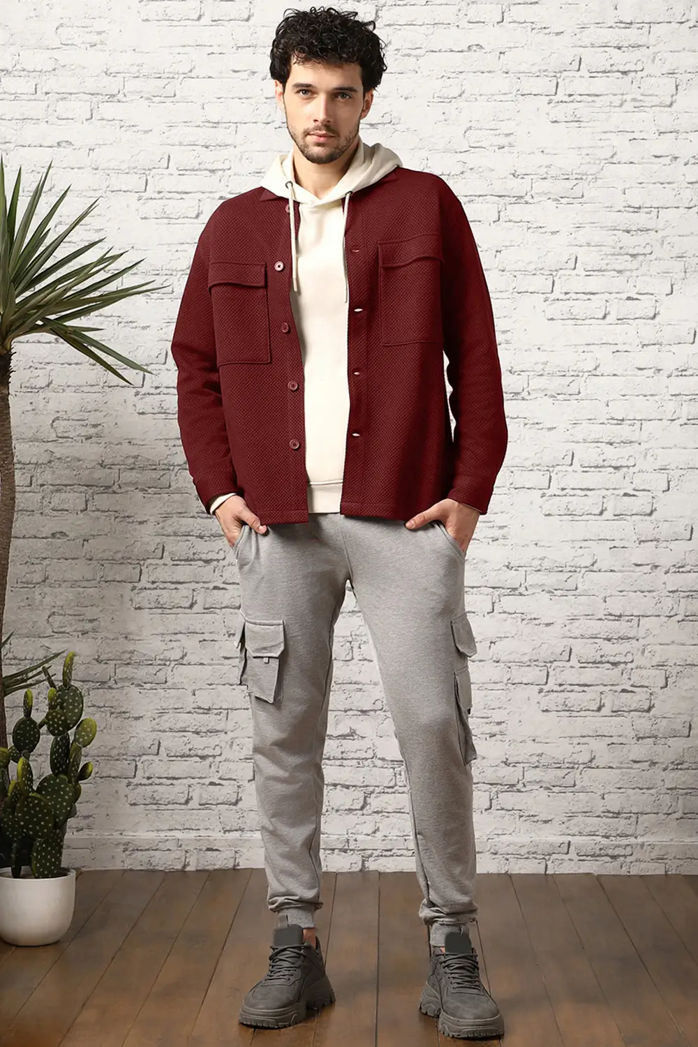 Relaxed Fit Textured Overshirt - Image 58