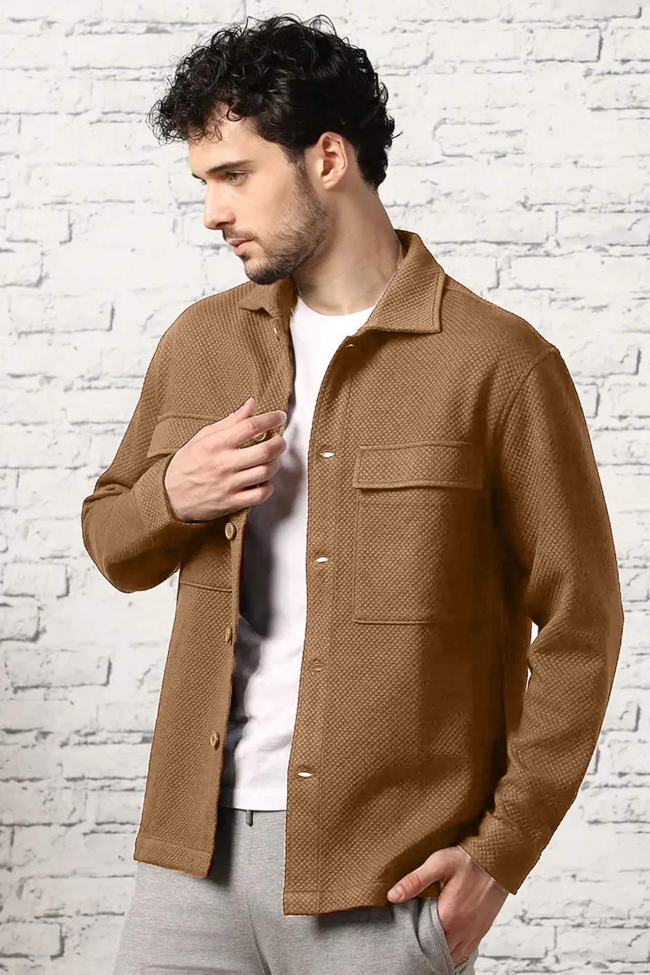 Relaxed Fit Textured Overshirt - Image 64