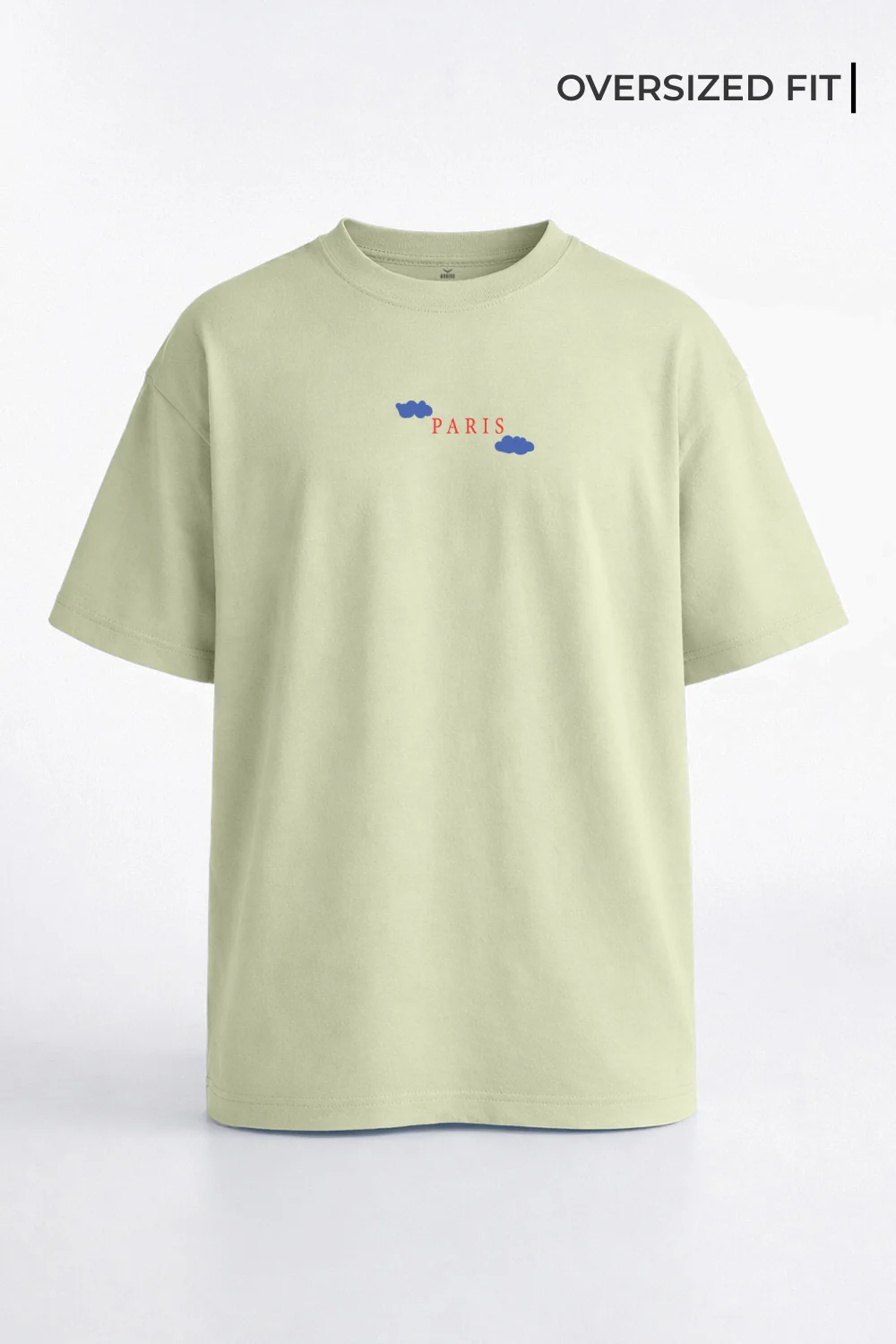 Paris With Blue Clouds Oversized T-Shirt - Image 2