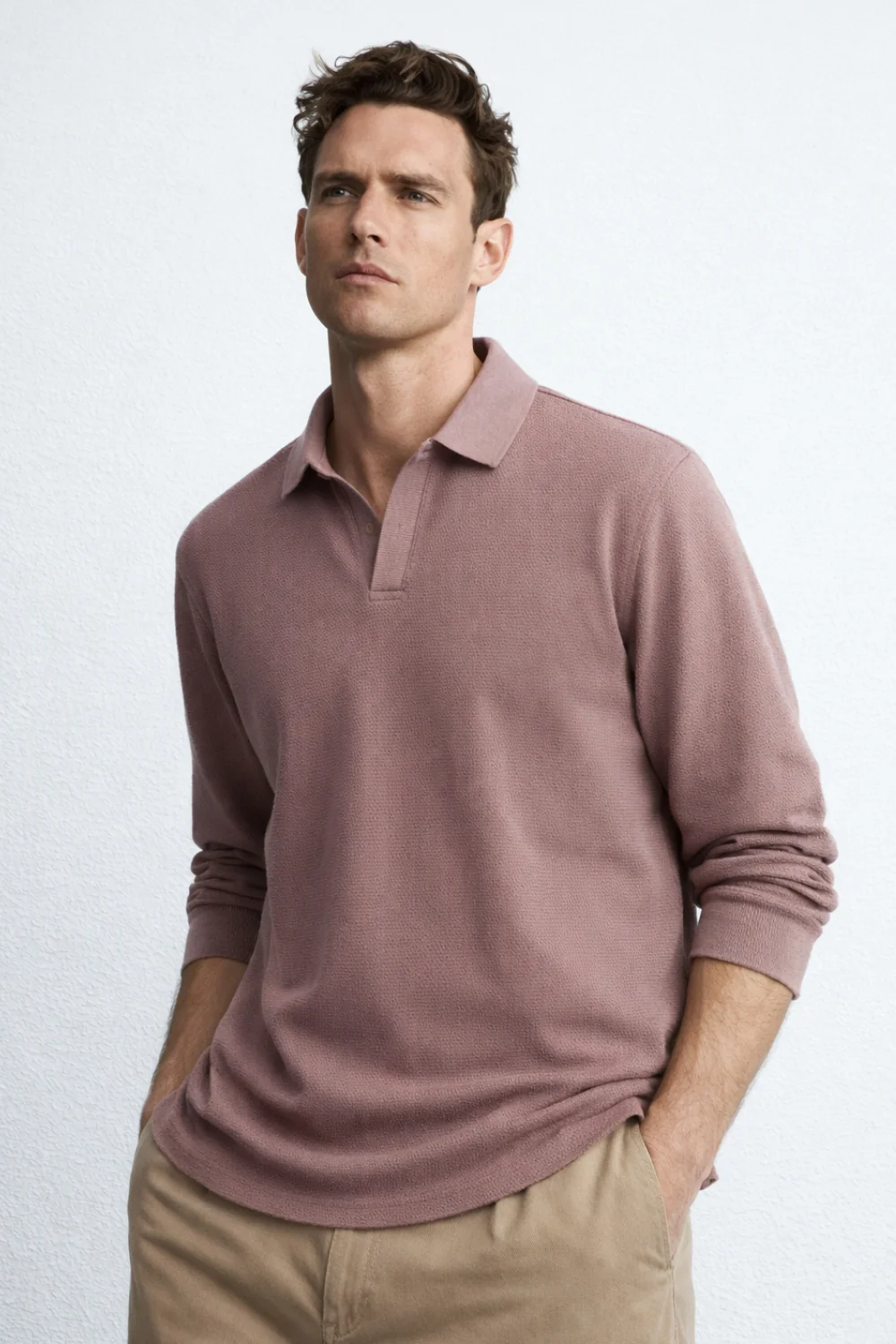 Popcorn Textured Full Sleeve Polo T-Shirt - Image 9