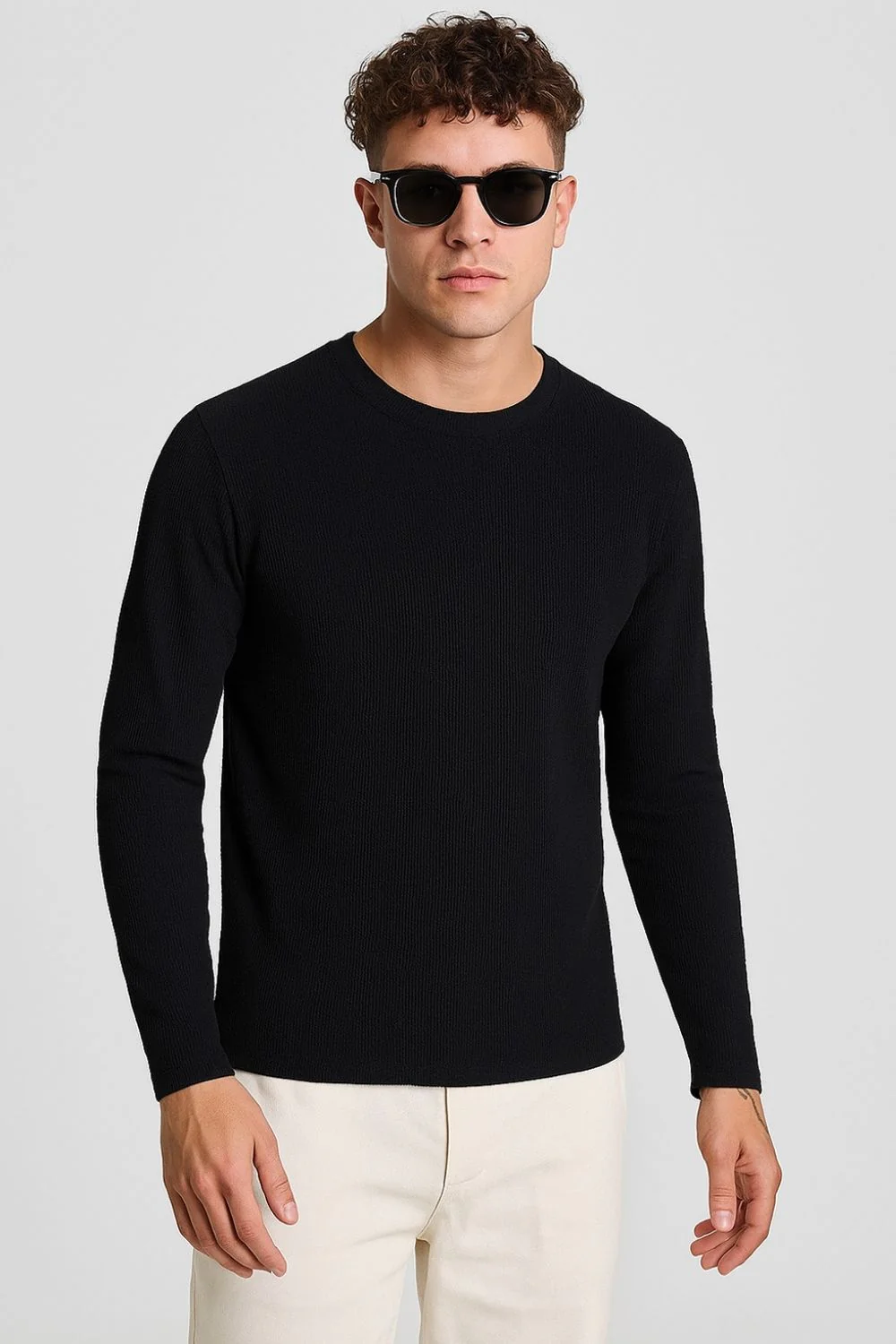 Popcorn Texture Full Sleeve T-Shirt - Image 6