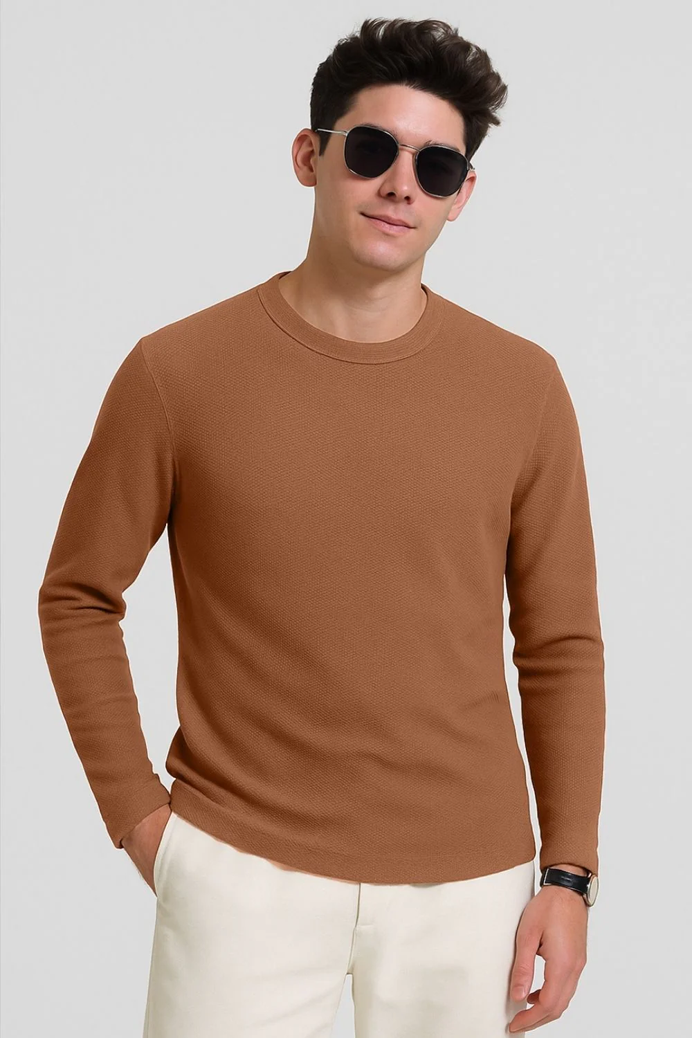Popcorn Texture Full Sleeve T-Shirt - Image 12