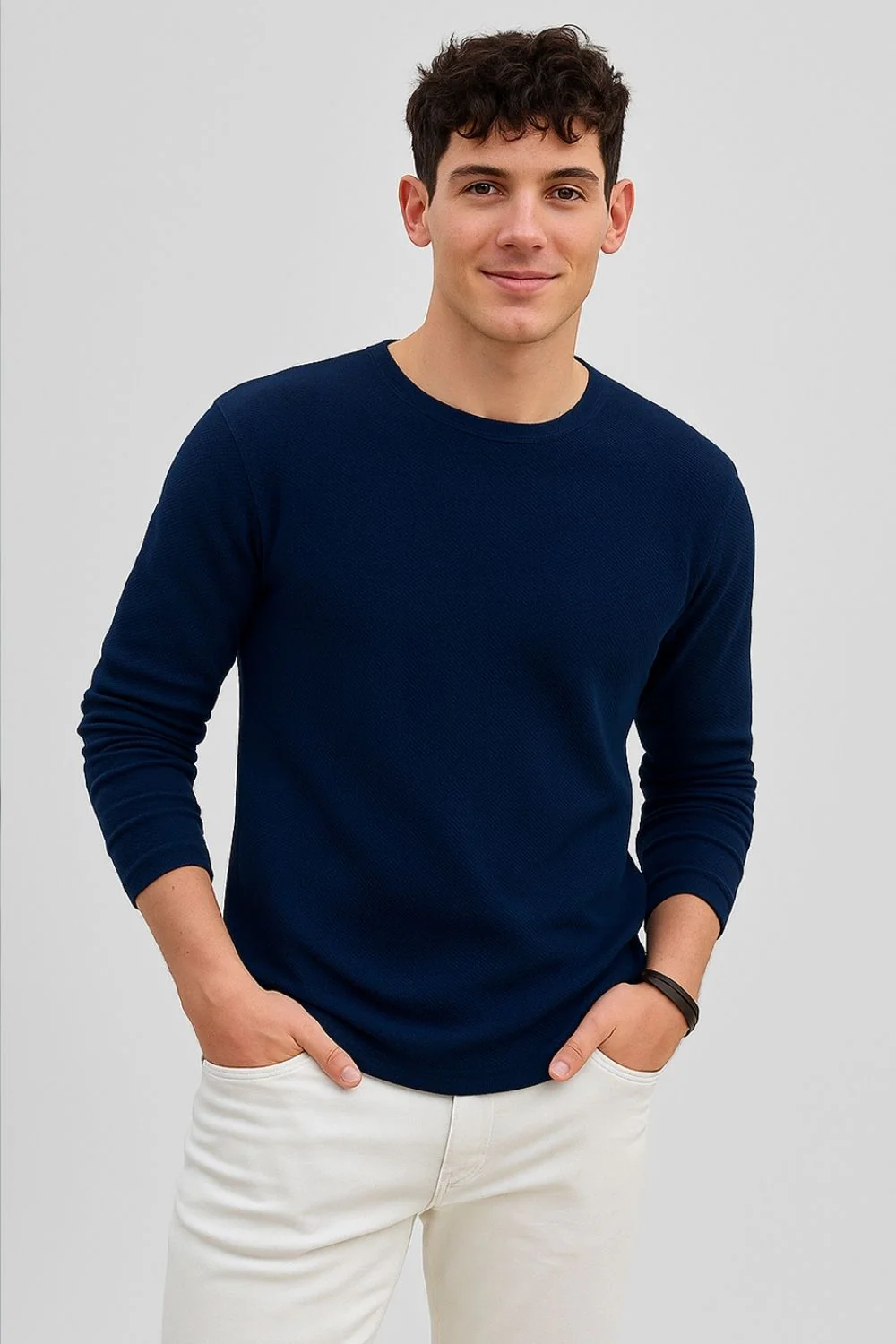 Popcorn Texture Full Sleeve T-Shirt - Image 8