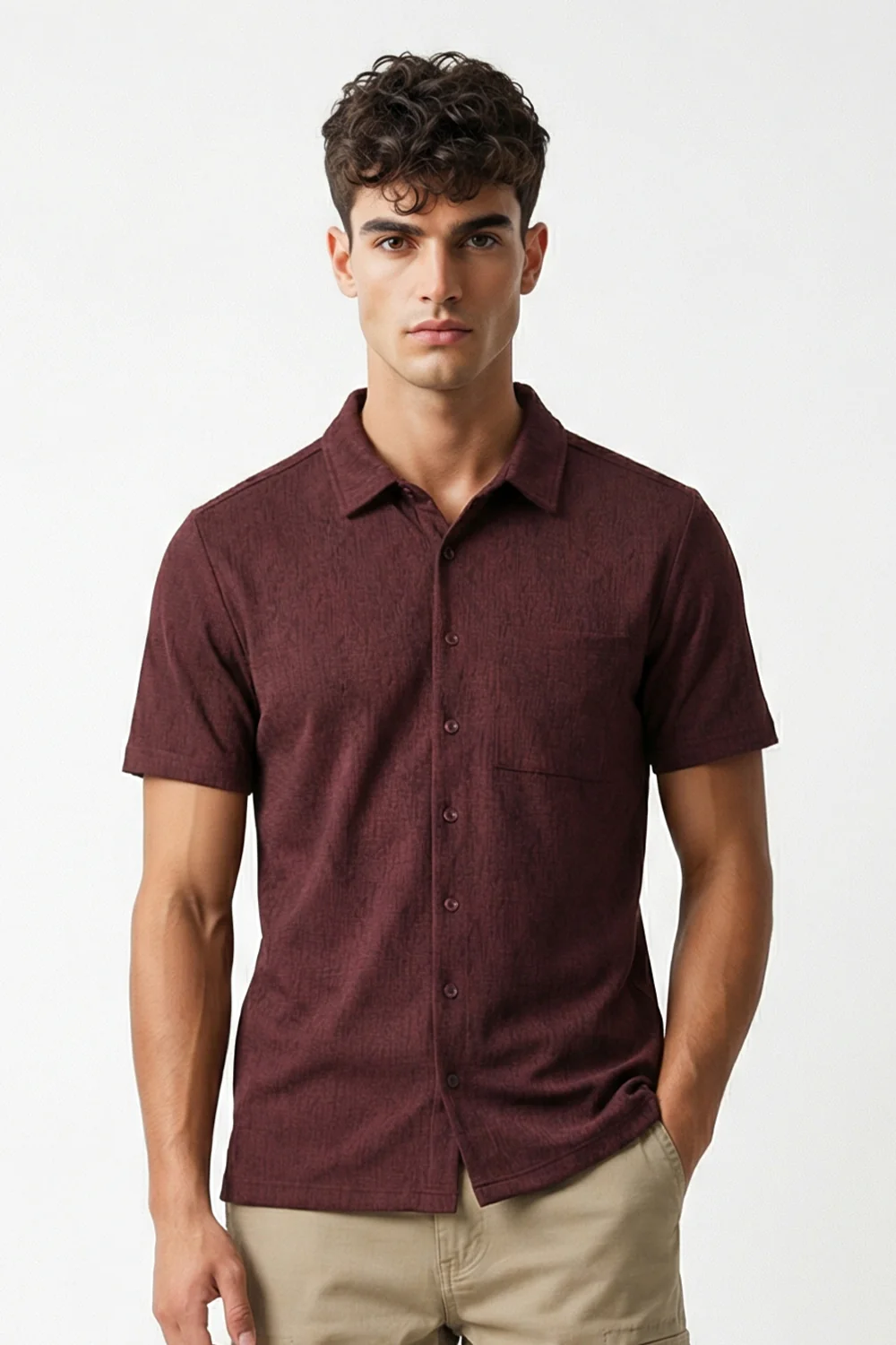 Stand Collar Knitted Shirt - Image 40