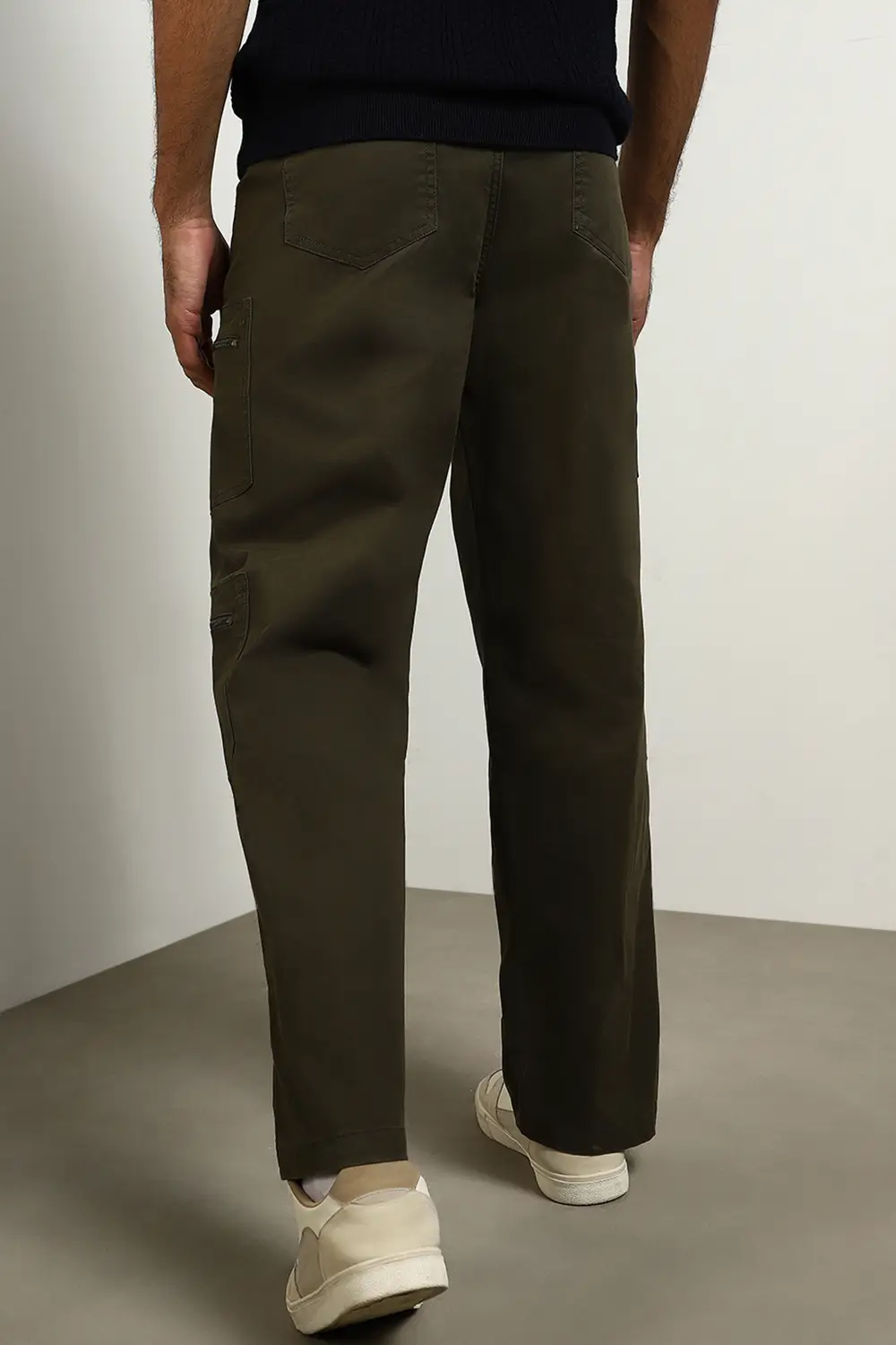 Straight Fit Zipper Woven Cargo Pants - Image 4