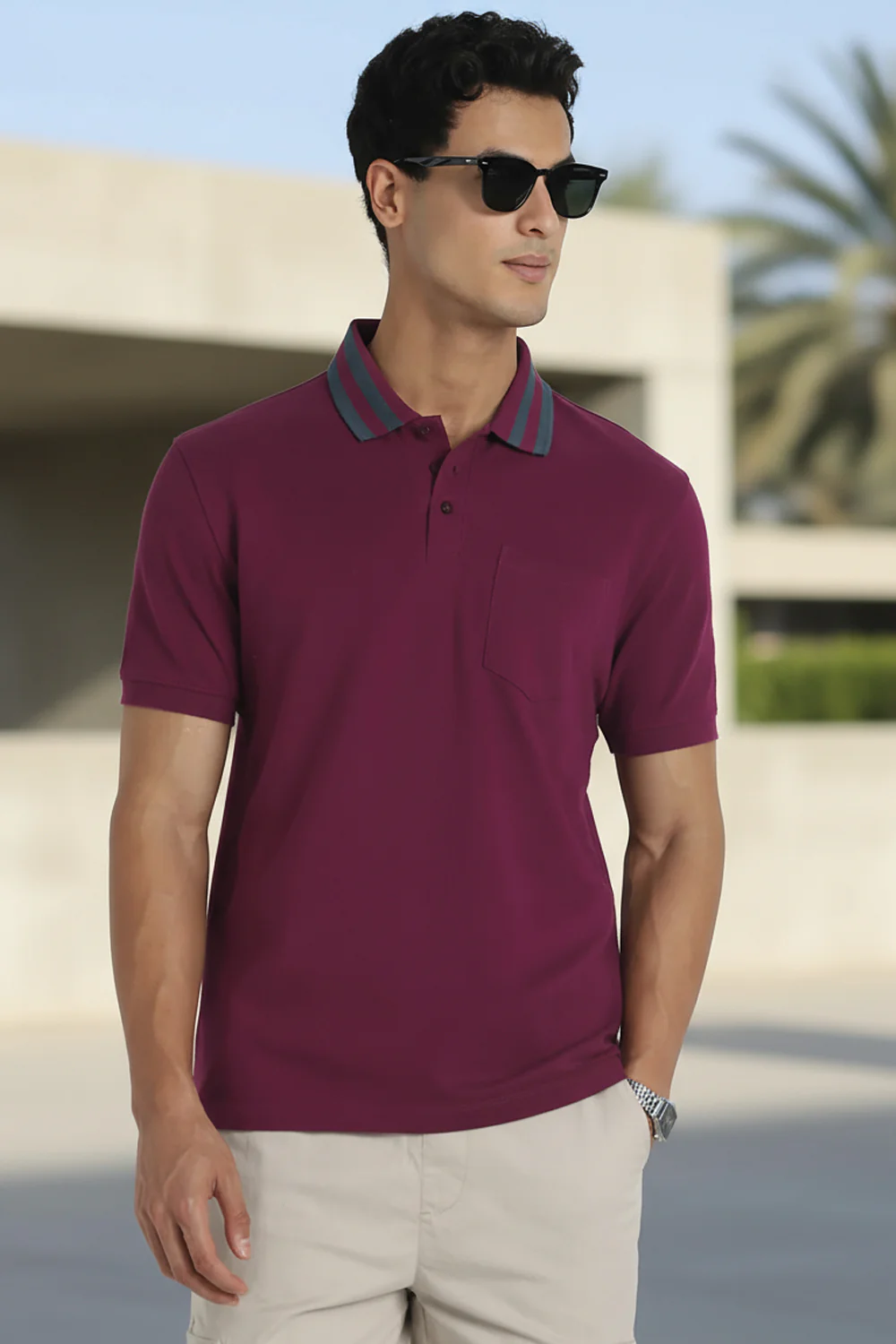 Striped Collar Polo T-Shirt - Image 33