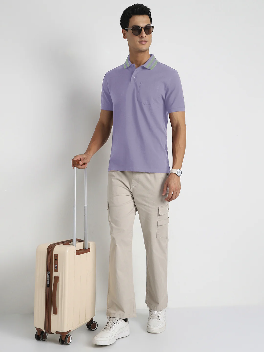 Striped Collar Polo T-Shirt - Image 57