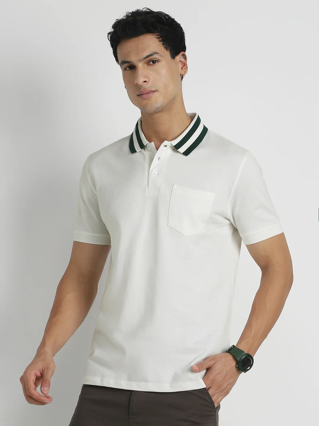 Striped Collar Polo T-Shirt - Image 37