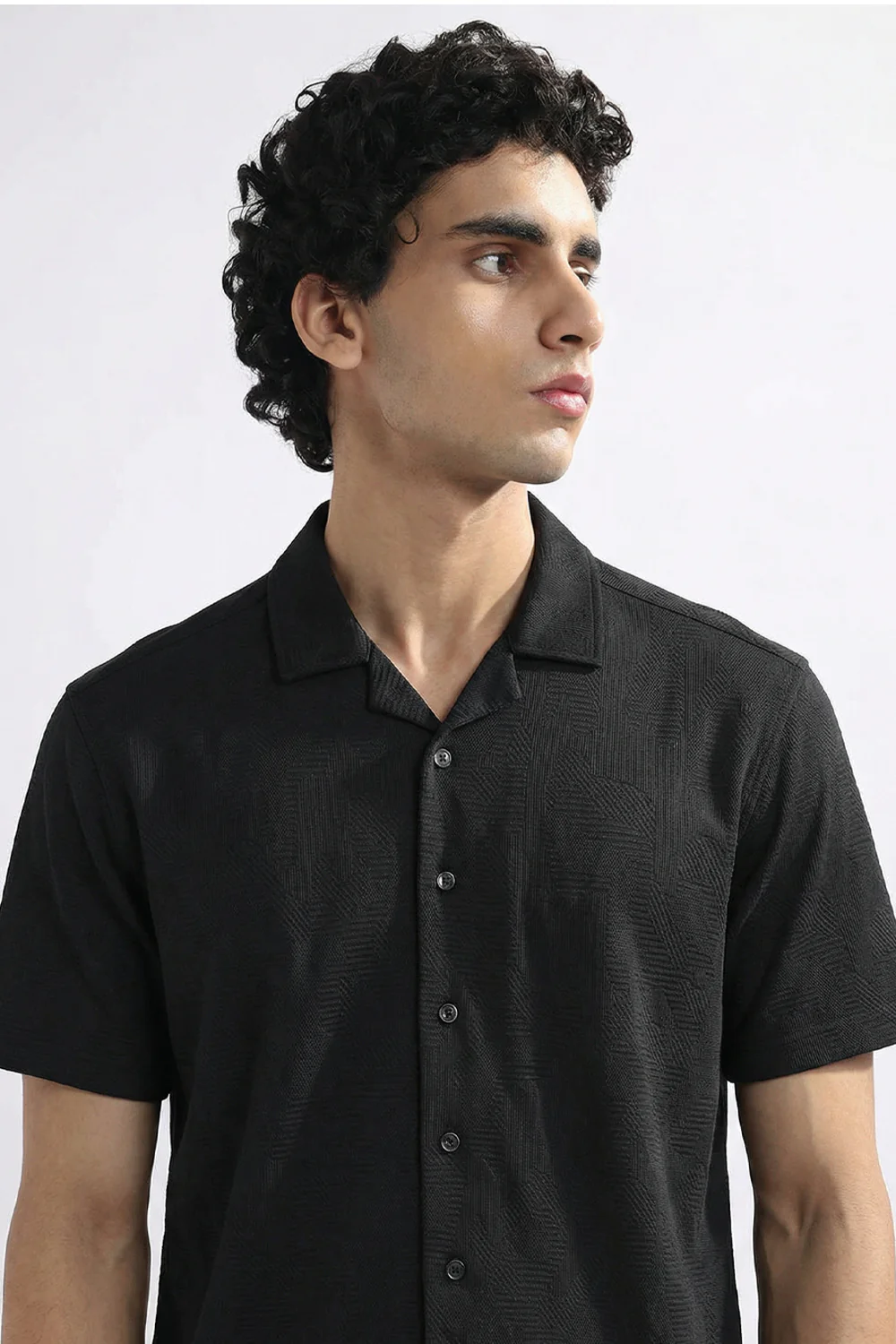 Textured Cuban Collar Shirt - Image 4