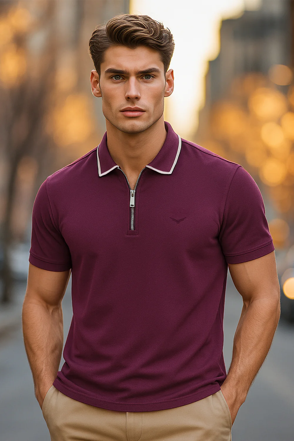 Zip Collar Polo T-Shirt - Image 3